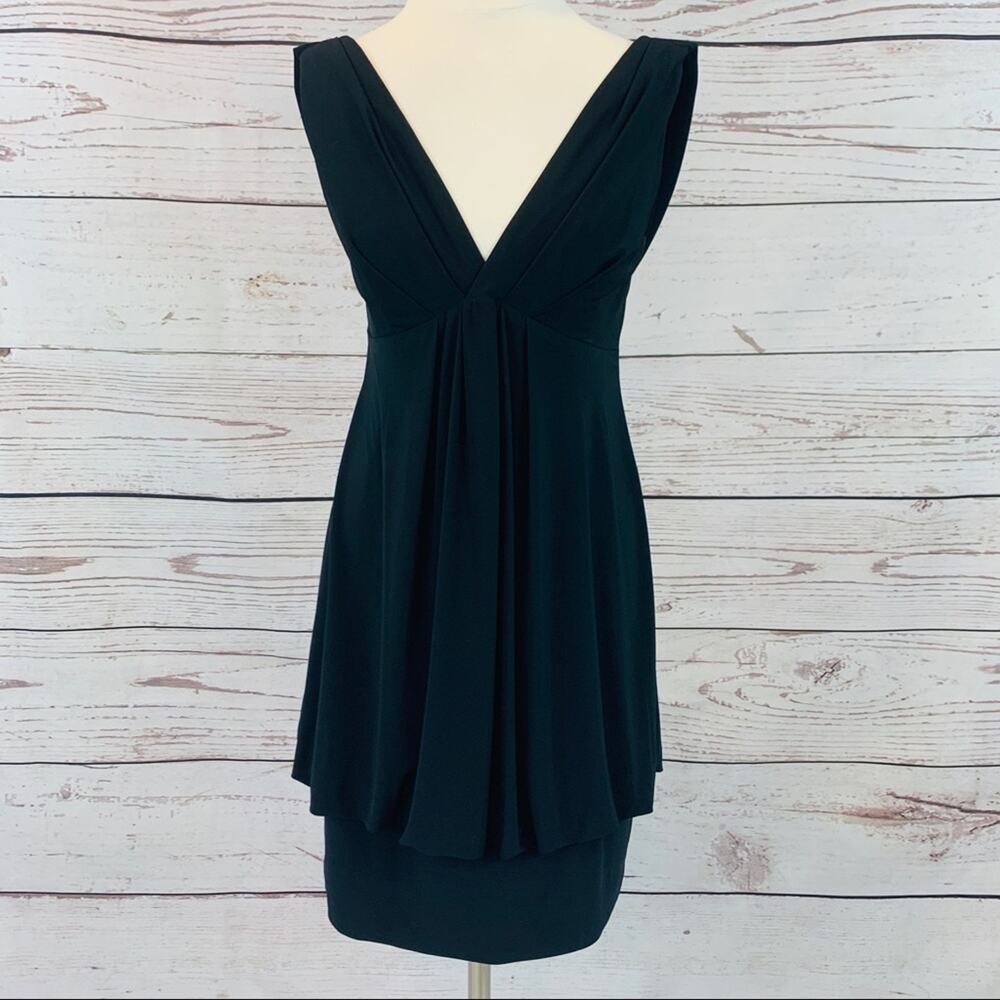 Little black dress drape back v-neck front